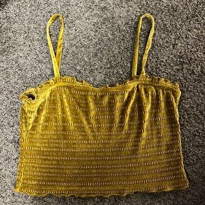 LG size spaghetti strand tank top. Gold/Tan color, with a velvety texture.